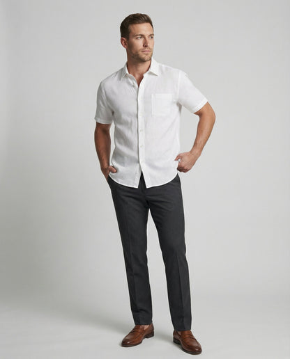Camicia Uomo Manica Corta Cotone Stampa Palme