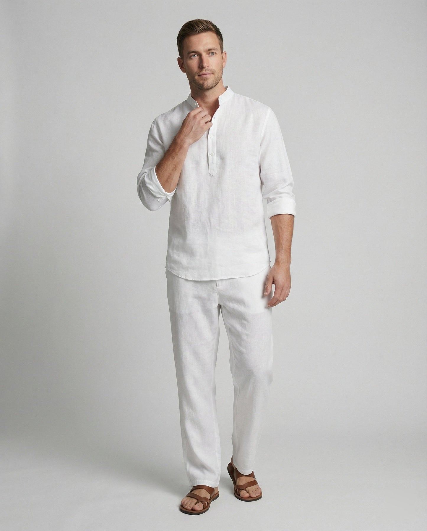 Camicia Uomo Lino Collo Classico