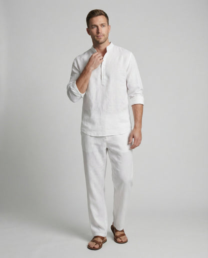 Camicia Uomo Lino Collo Classico