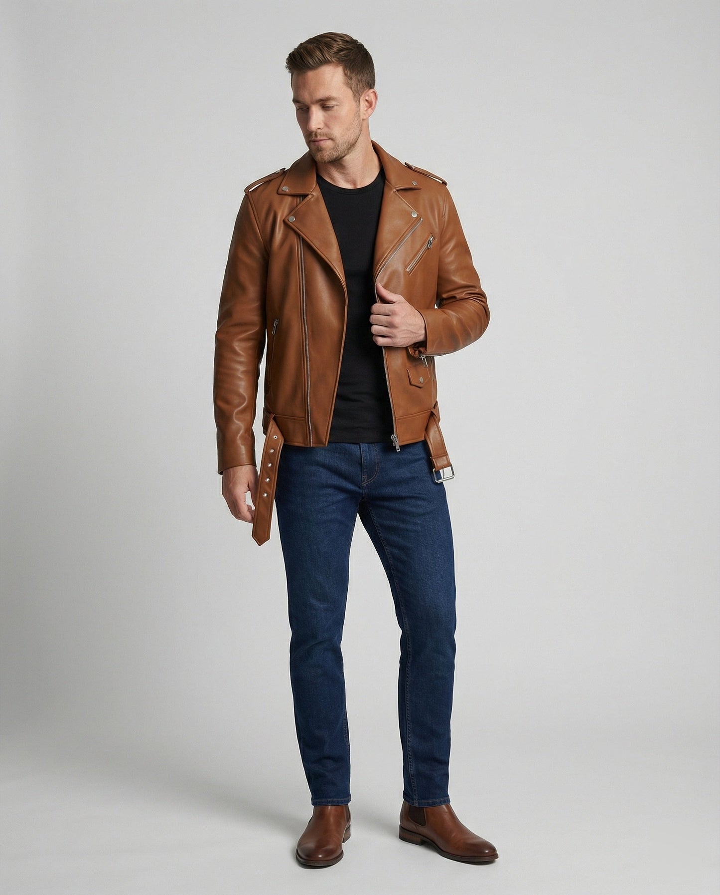 Giacca Biker Uomo in Ecopelle Taglio Slim