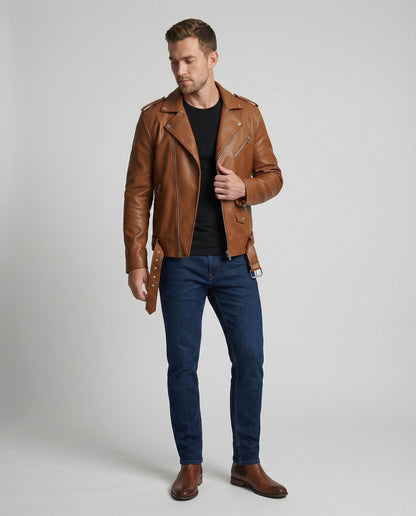 Giacca Biker Uomo in Ecopelle Taglio Slim