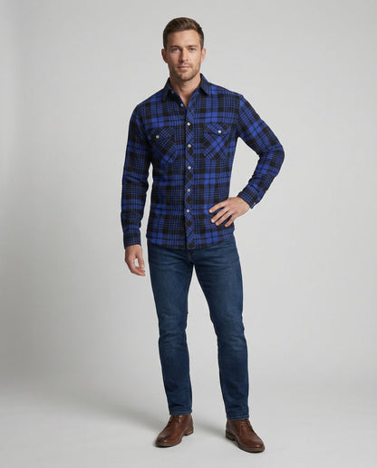 Camicia Uomo Manica Lunga Fantasia Quadri Collo Kent