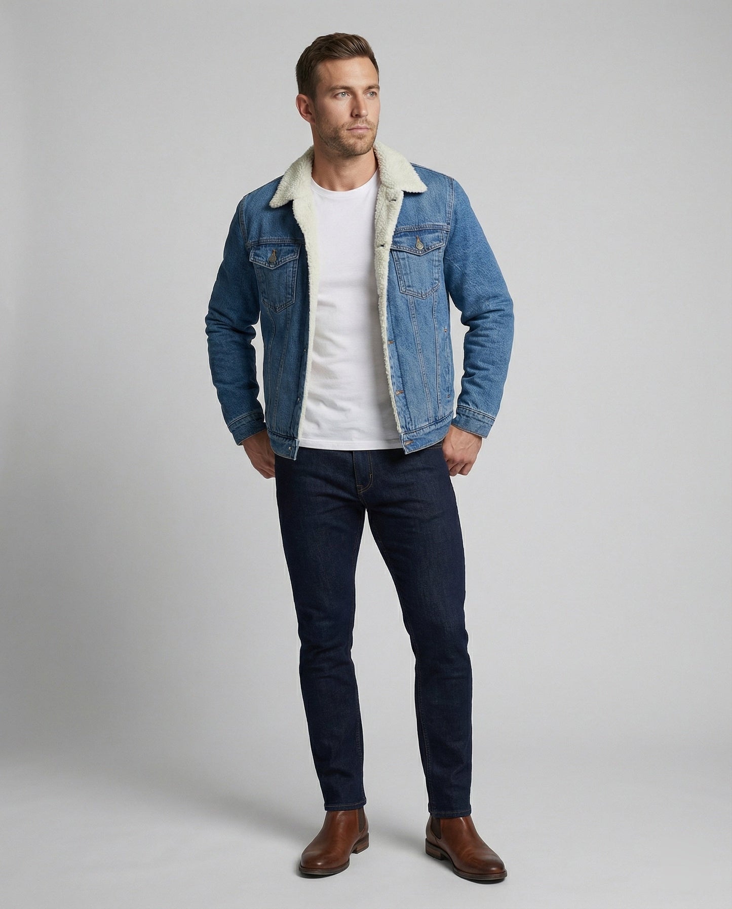 Giacca Denim Uomo Invernale Calda
