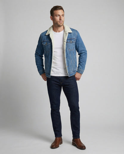 Giacca Denim Uomo Invernale Calda