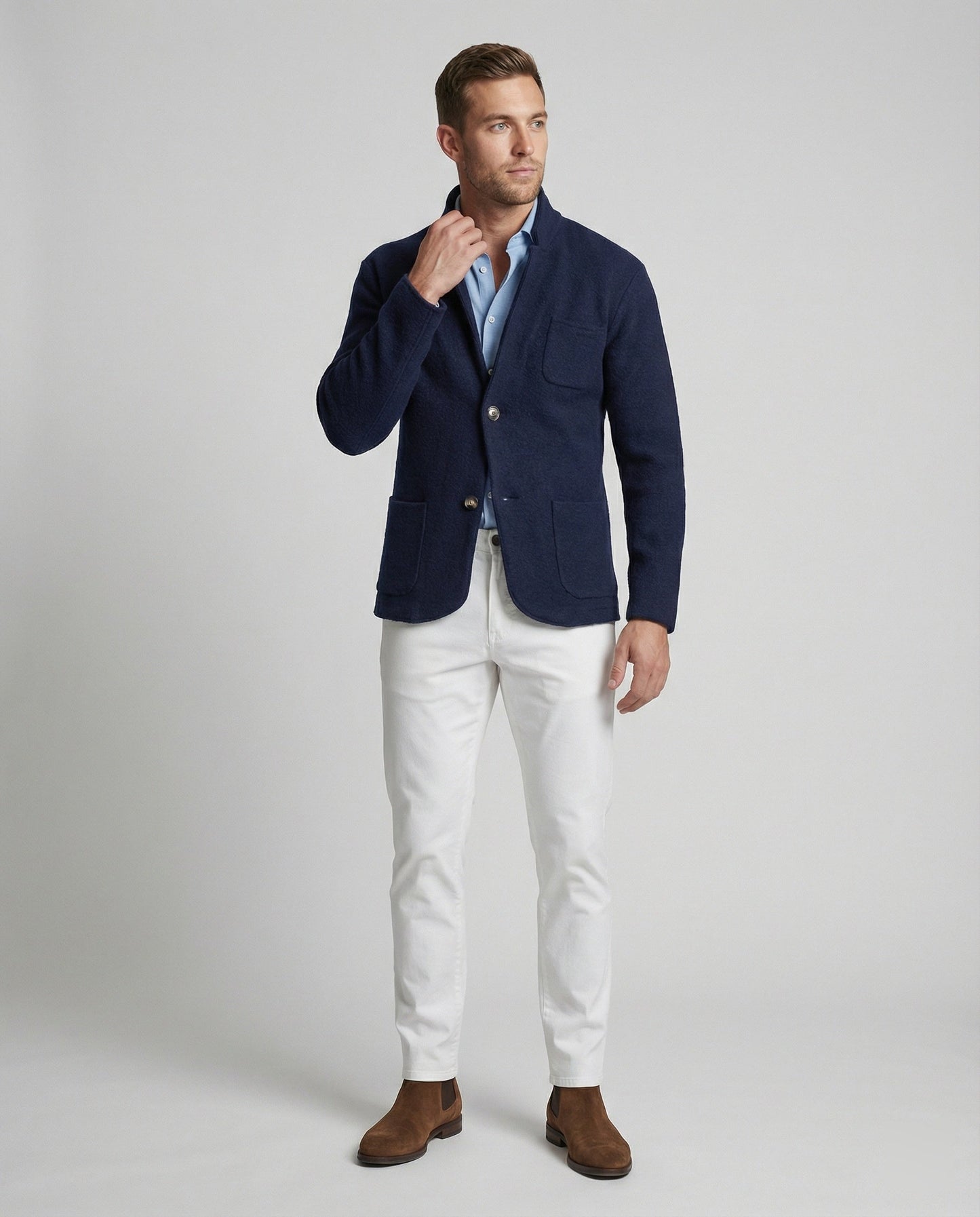 Cardigan Uomo Elegante Maglia Scollo Aperto Taglio Comodo