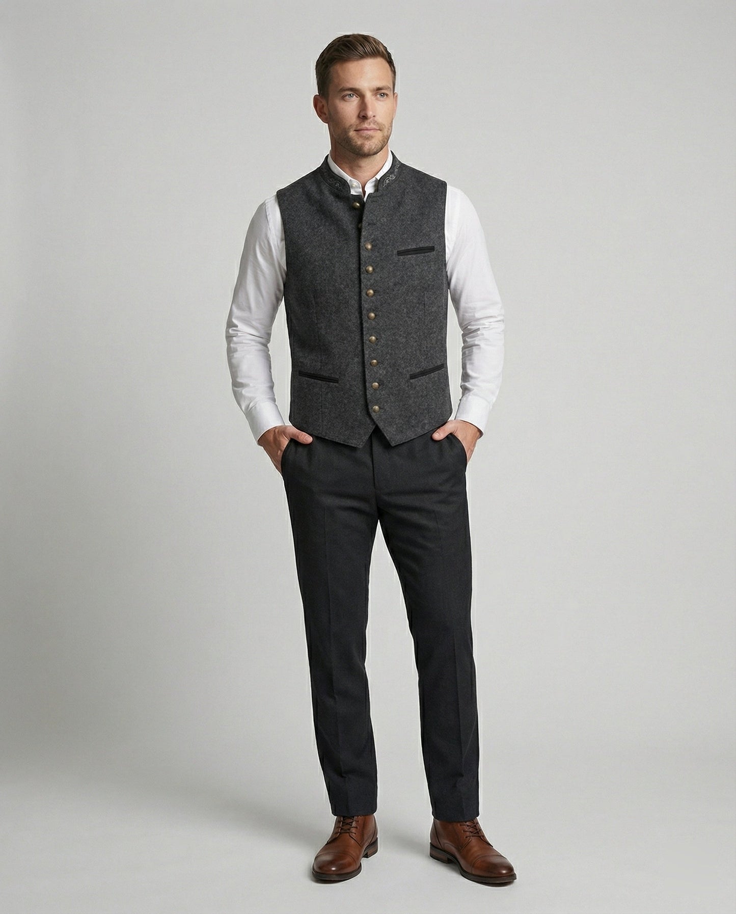 Gilet Uomo Trachten Classico Vestibilità Regolare