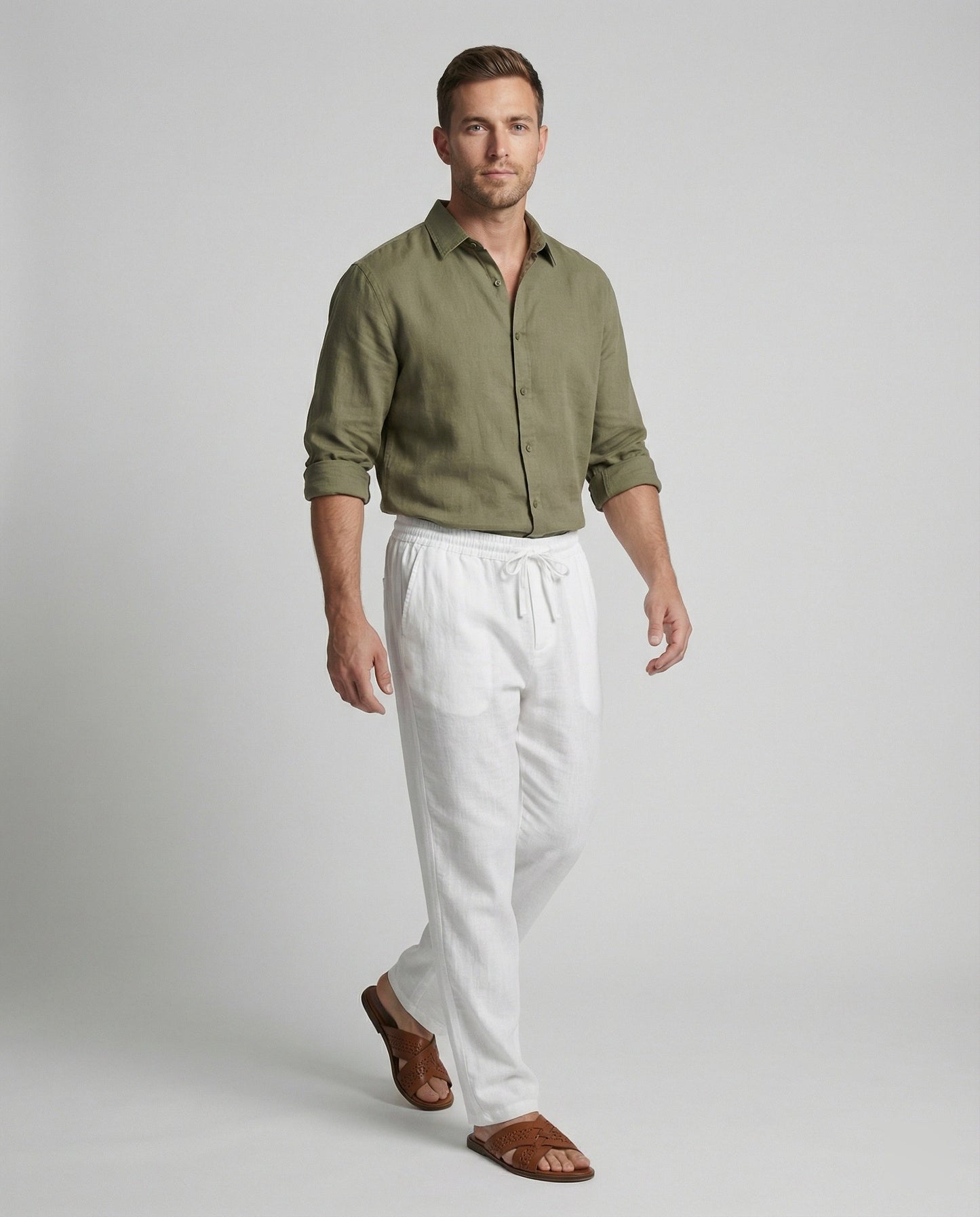 Pantaloni Lino Uomo Vestibilità Comoda - Brentozzi