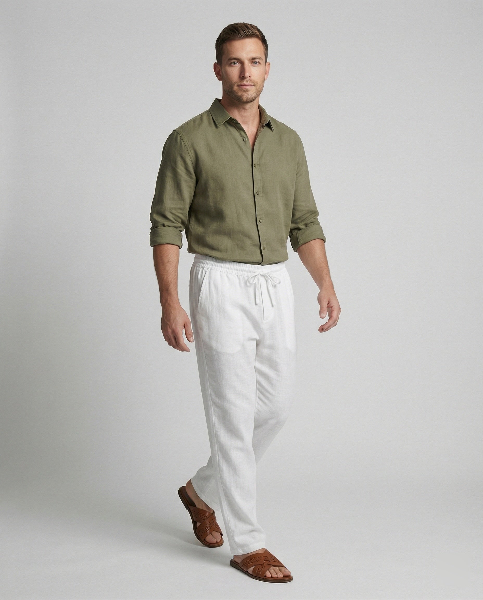 Pantaloni Lino Uomo Vestibilità Comoda - Brentozzi