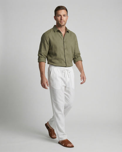 Pantaloni Lino Uomo Vestibilità Comoda - Brentozzi