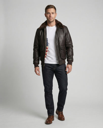 Giacca Pelle Uomo Calda Stile Casual