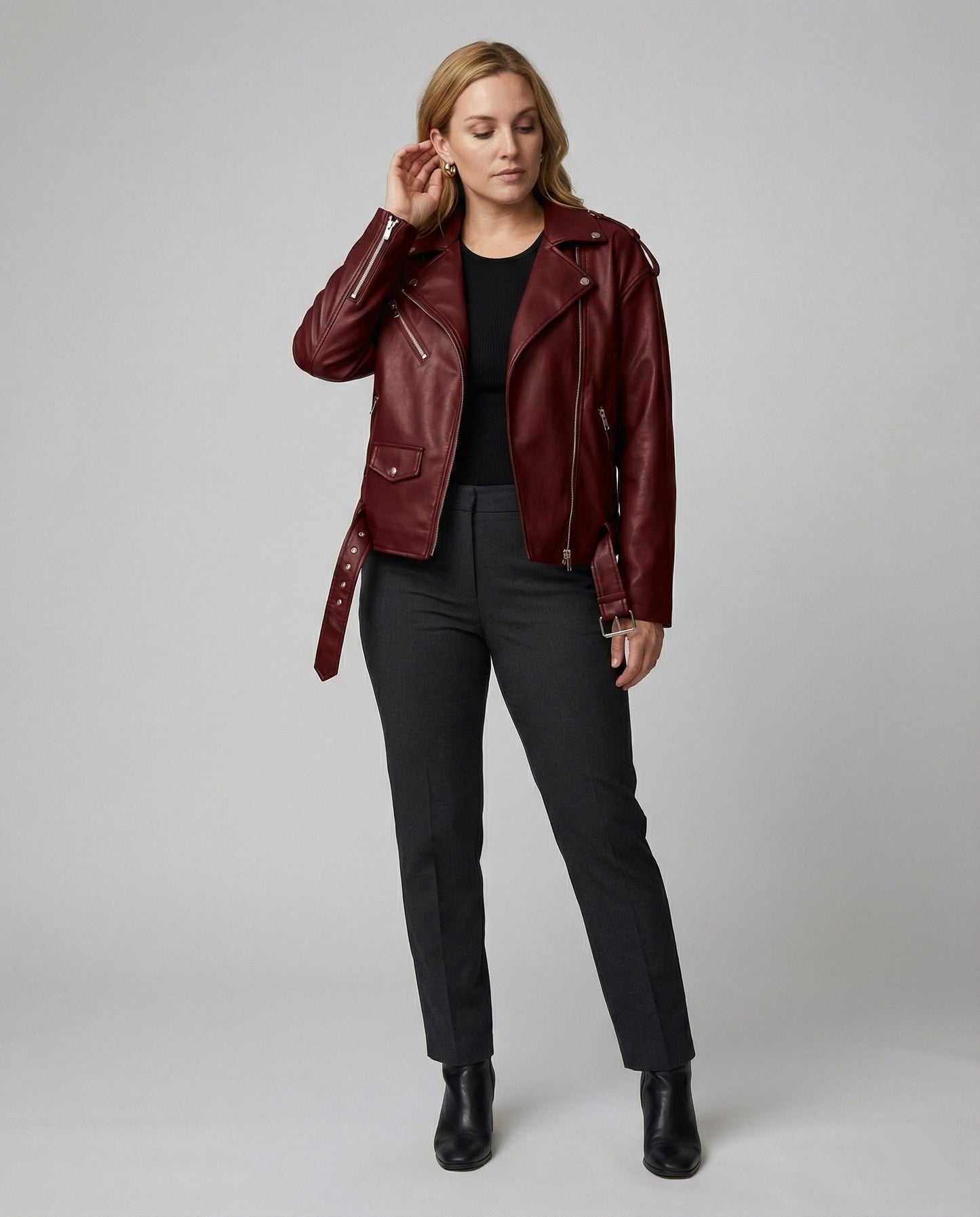 Giacca Biker Donna con Zip Dettagliata