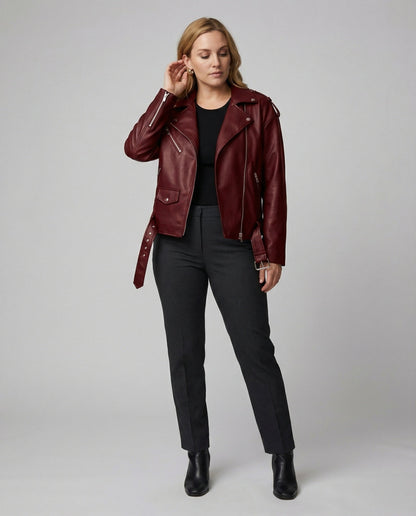 Giacca Biker Donna con Zip Dettagliata