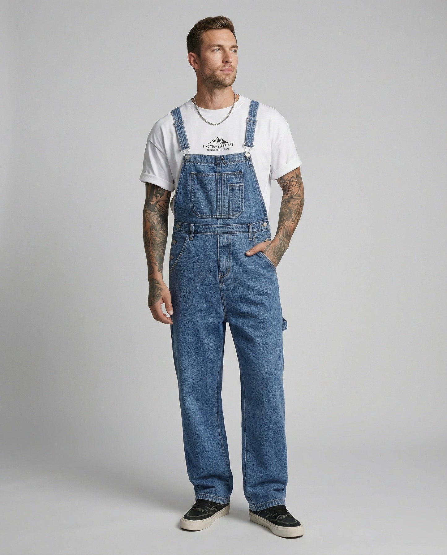 Salopette Uomo Jeans Ampia Vestibilità