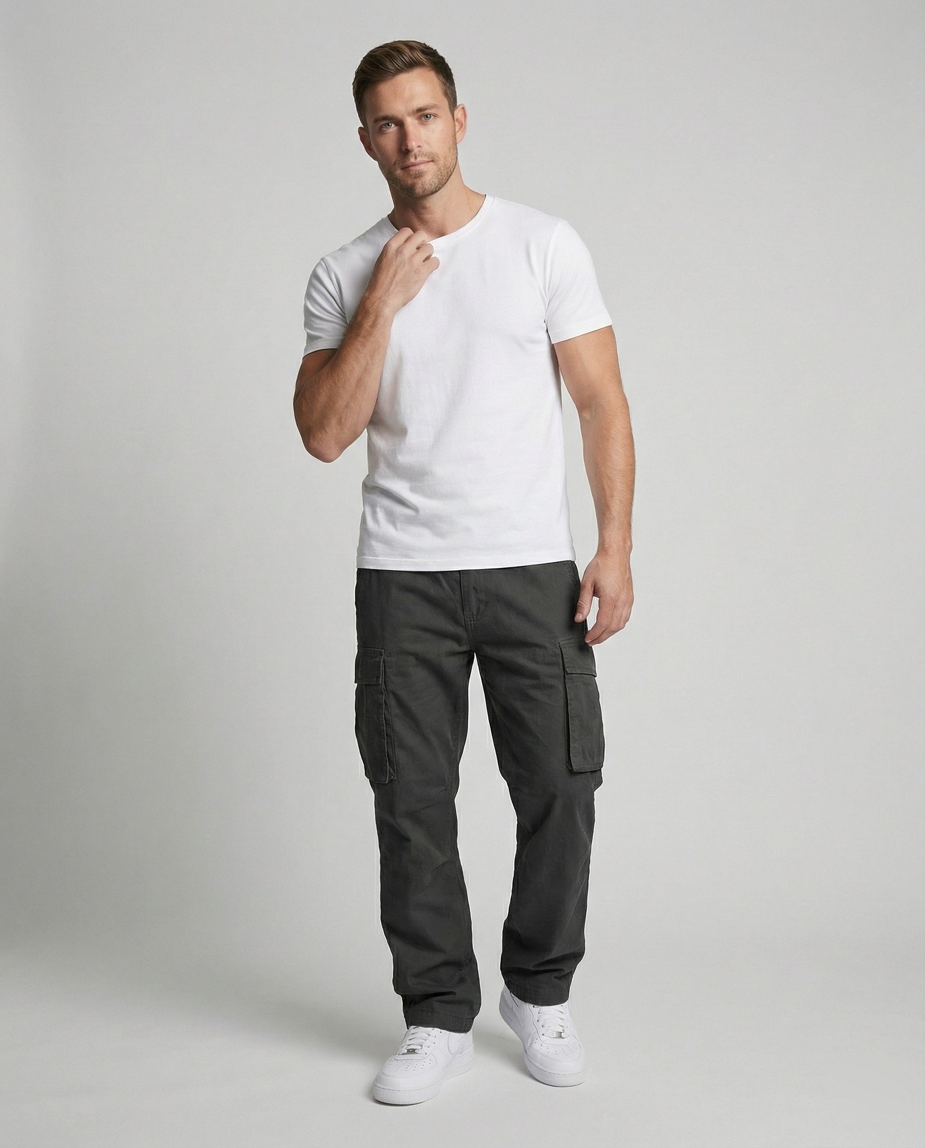Pantaloni Cargo Uomo Estivi Tessuto Flessibile Slim - Brentozzi