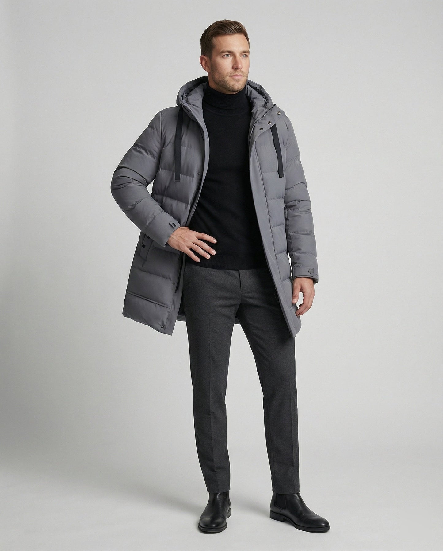 Cappotto Invernale Uomo Imbottito con Cappuccio Casual