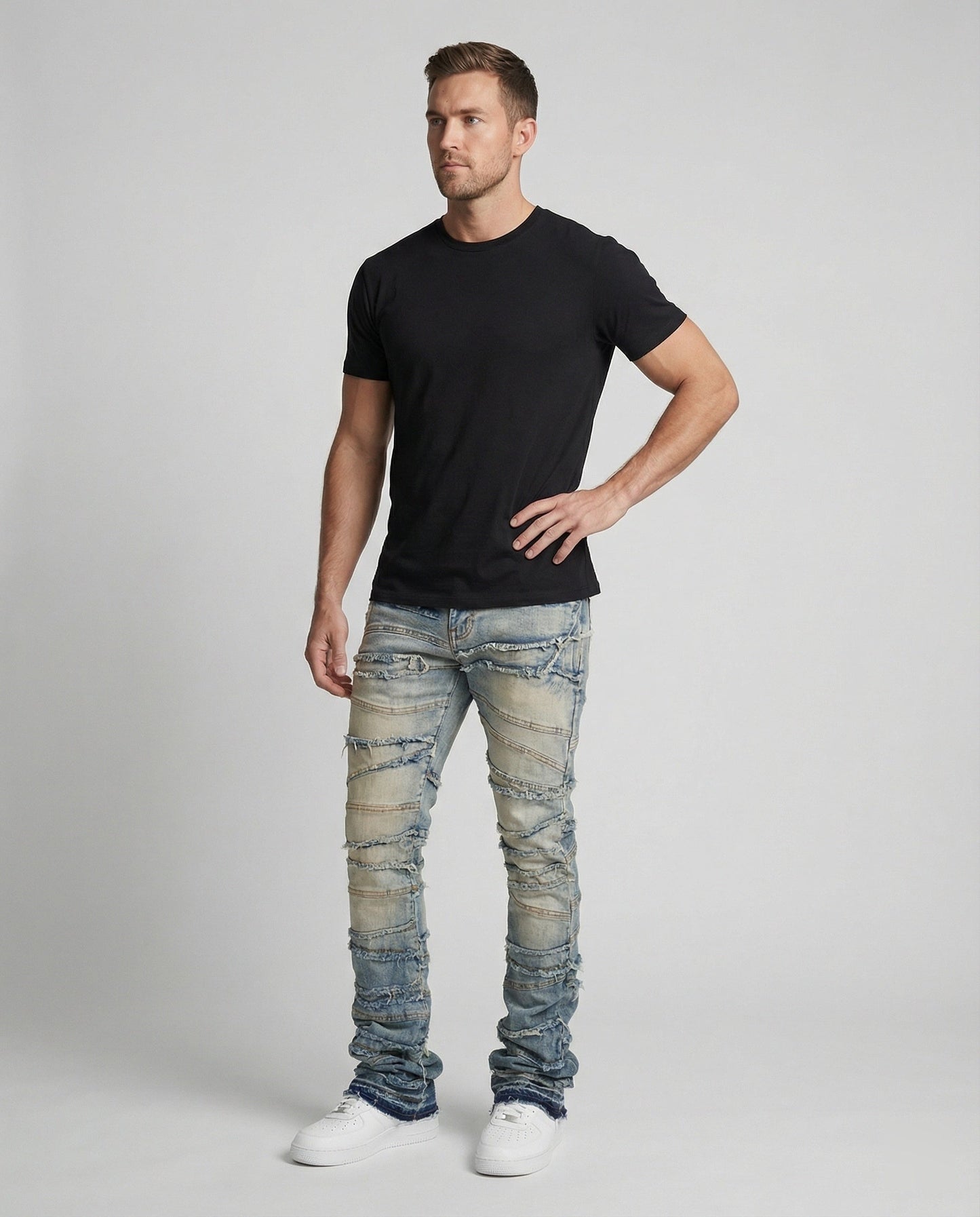 Jeans Uomo Slim Fit Effetto Usurato