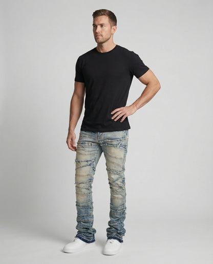 Jeans Uomo Slim Fit Effetto Usurato