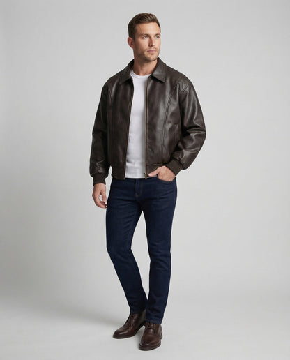Giacca Bomber Uomo in Pelle Morbida Classica