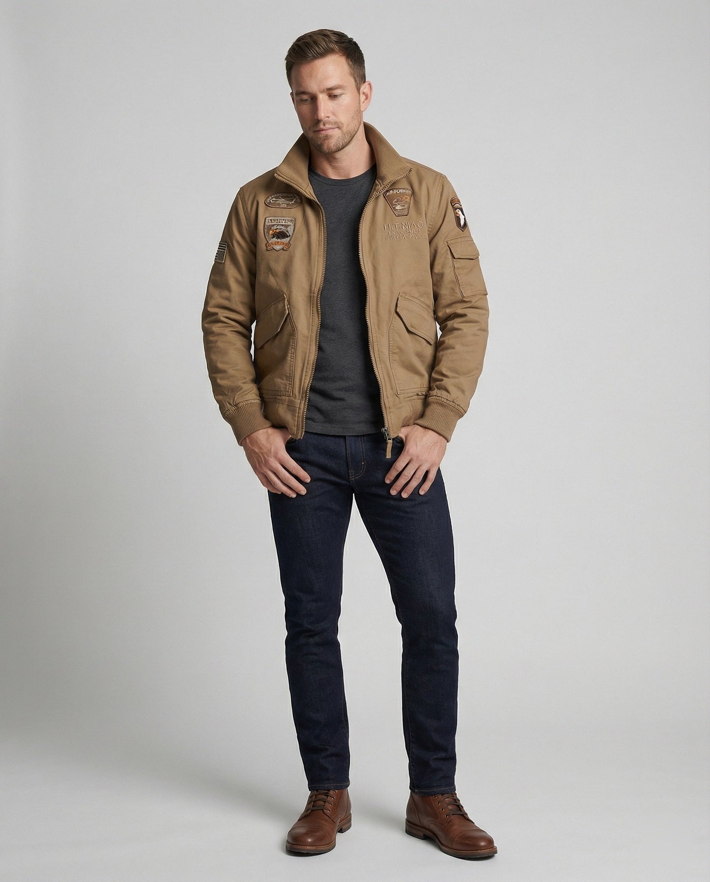 Giacca Bomber Uomo Stile Militare Regular