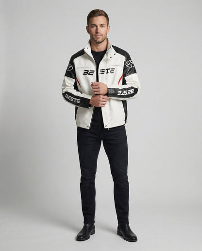 Giacca Biker Uomo in Ecopelle Stile Racing