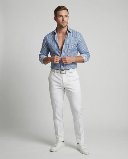 Camicia Uomo Business Manica Lunga Rigata Slim Fit