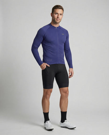 Maglia Ciclismo Uomo Manica Lunga con Tasche Posteriori
