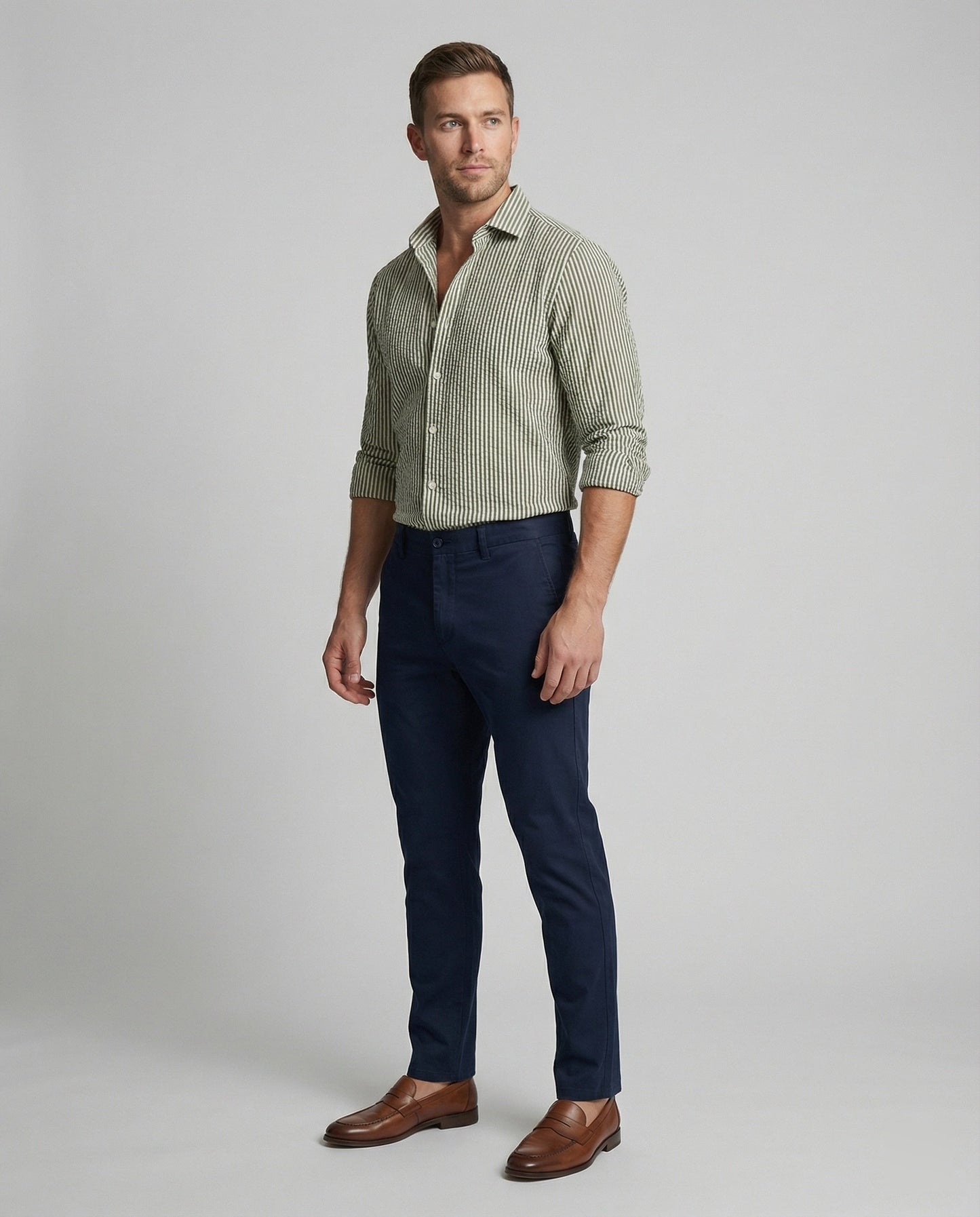 Camicia Uomo Seersucker Manica Lunga Regular Fit