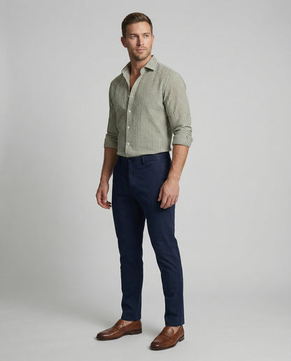 Camicia Uomo Seersucker Manica Lunga Regular Fit