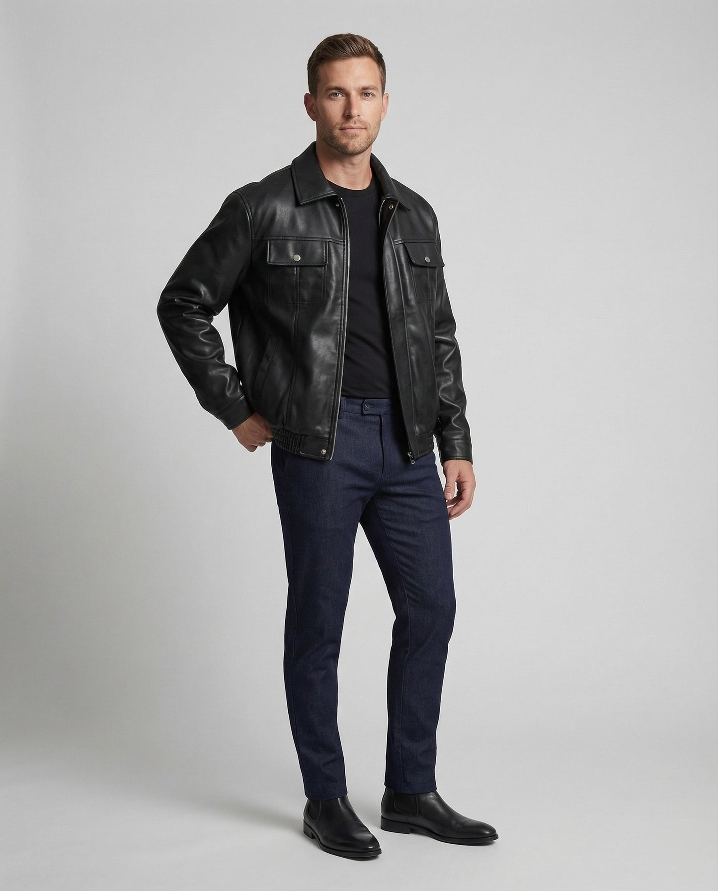 Giacca Camicia Uomo in Ecopelle Regular Fit