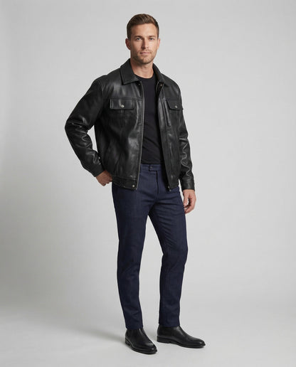 Giacca Camicia Uomo in Ecopelle Regular Fit