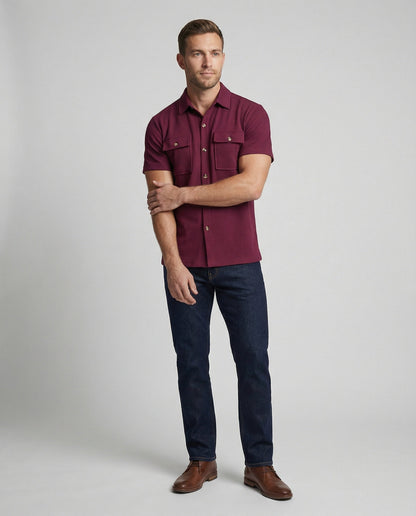Camicia Uomo Manica Corta in Tessuto a Struttura