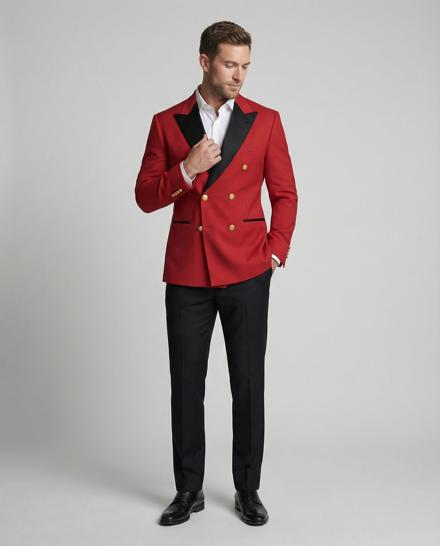 Blazer Uomo Doppiopetto Elegante con Bottoni Metallici