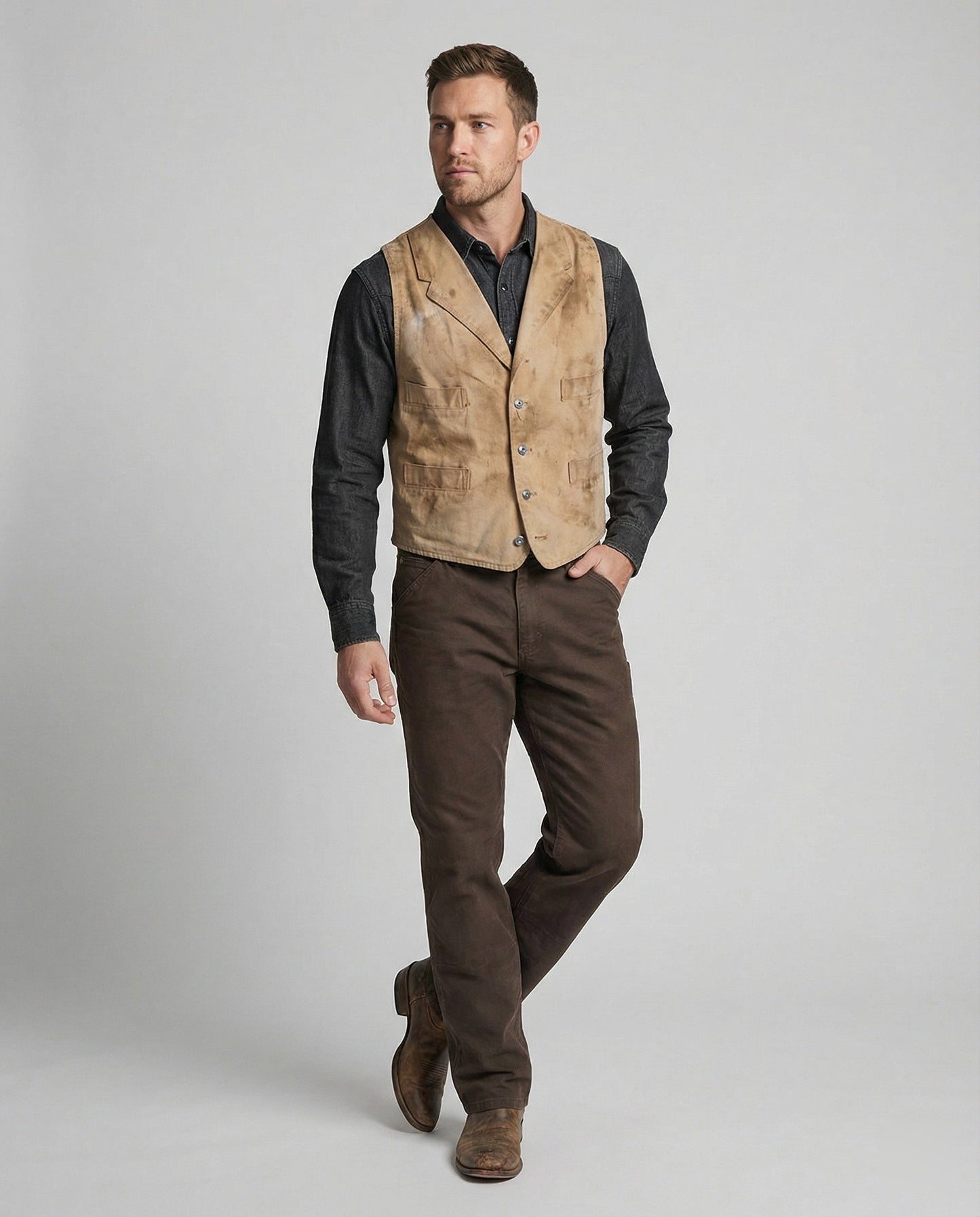 Gilet Moto Uomo in Pelle Stile Biker