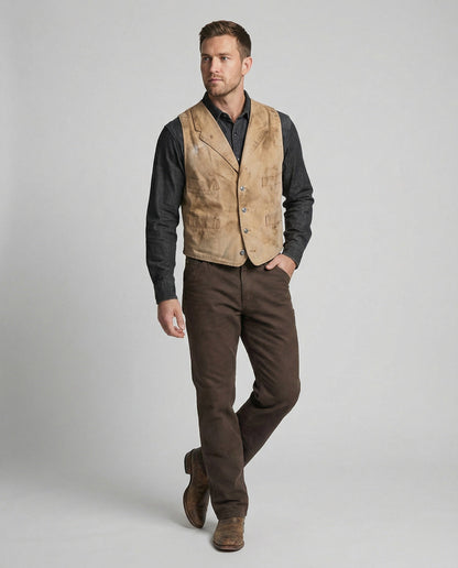 Gilet Moto Uomo in Pelle Stile Biker
