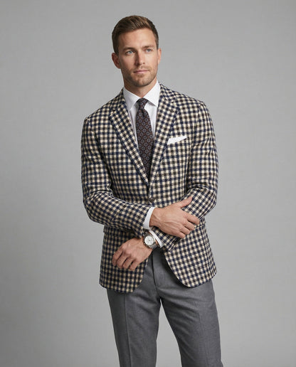 Blazer Uomo Quadrettato Stile Sportivo Elegante