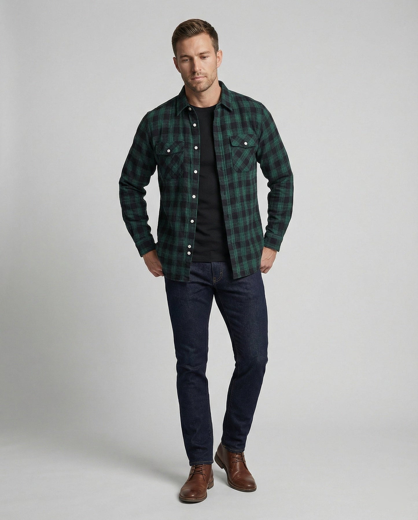 Camicia Uomo Flanella Quadri Casual
