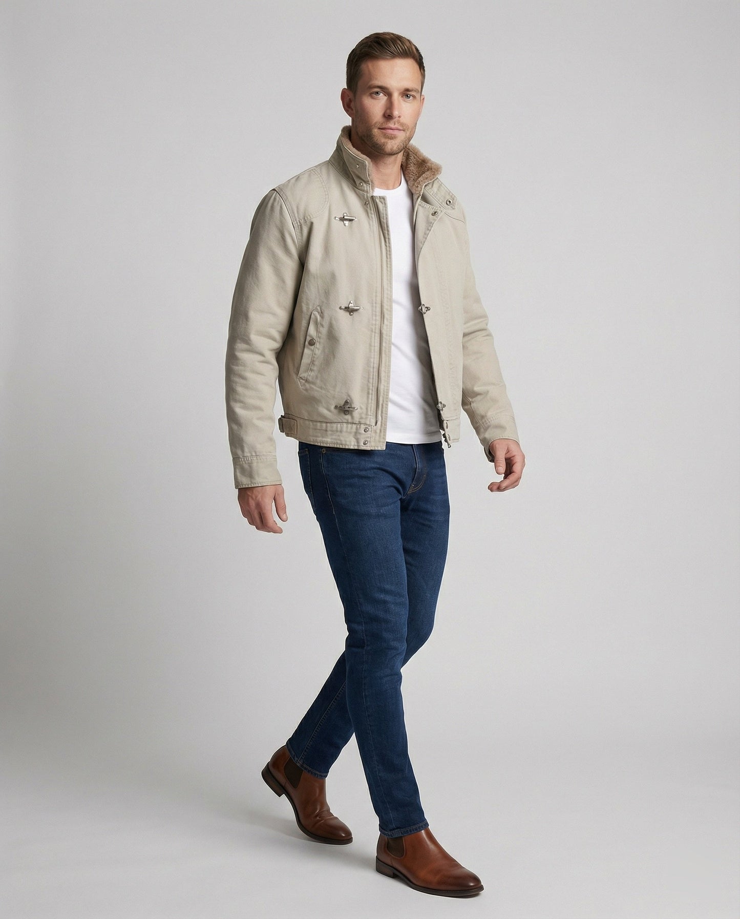 Giacca Uomo Canvas con Colletto Teddy