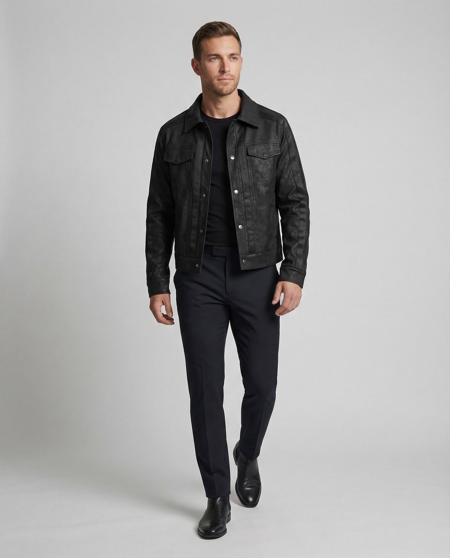 Giacca Biker Uomo in Pelle Corto