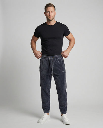 Pantaloni Jogging Uomo Tessuto Rigato Vestibilità Stretta