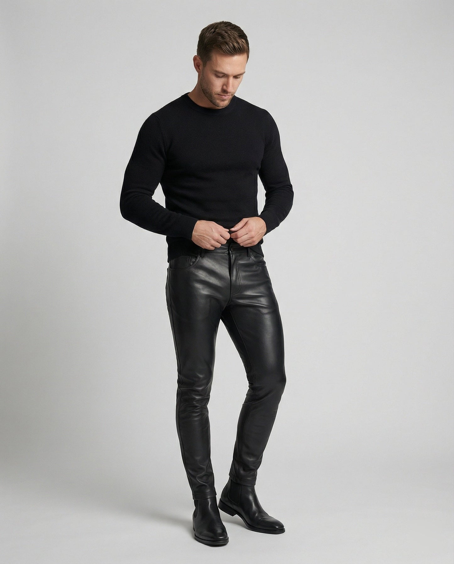 Pantaloni Uomo in Ecopelle Slim Fit