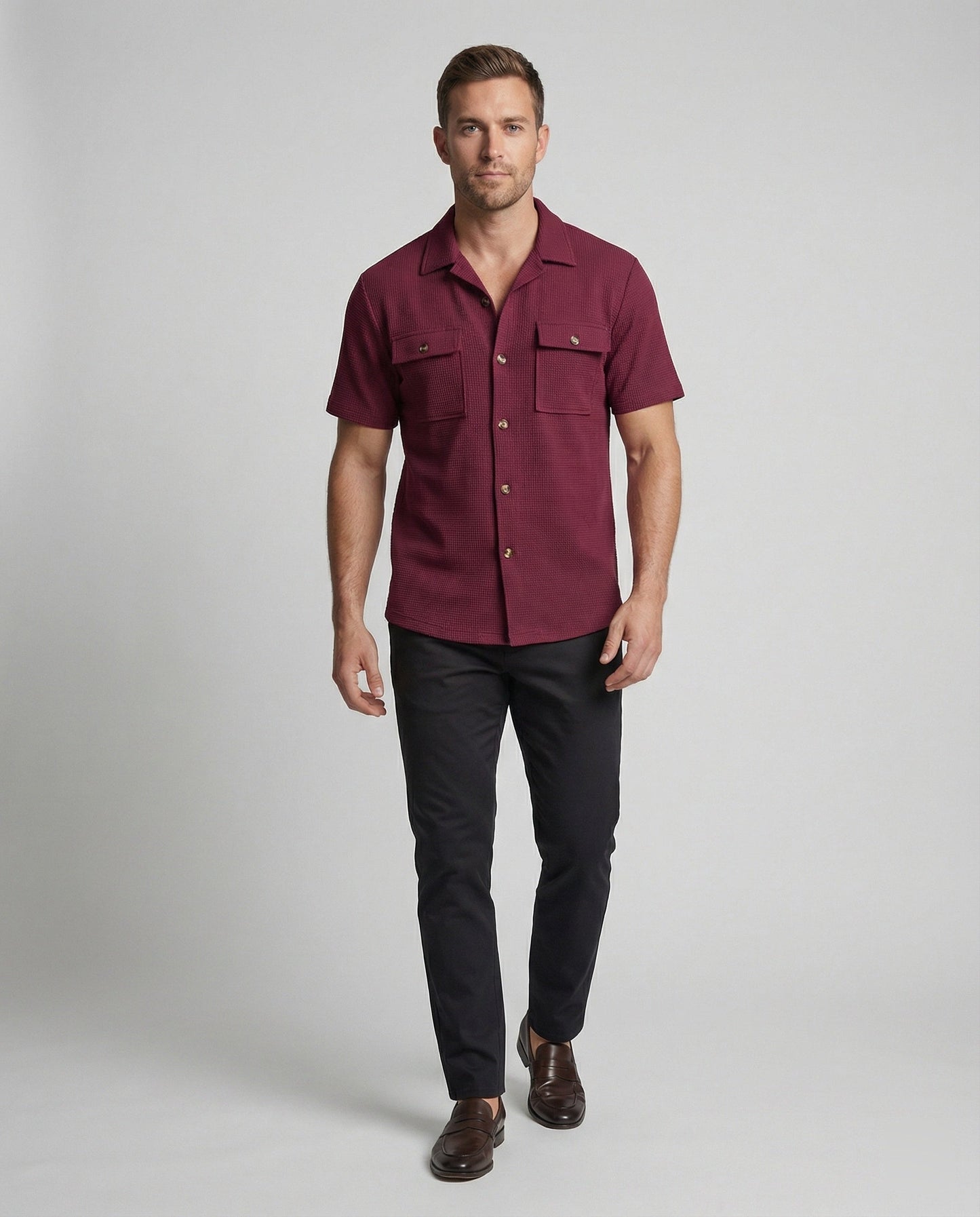 Camicia Uomo Manica Corta con Tasche sul Petto