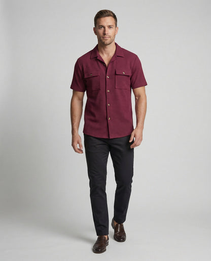 Camicia Uomo Manica Corta con Tasche sul Petto