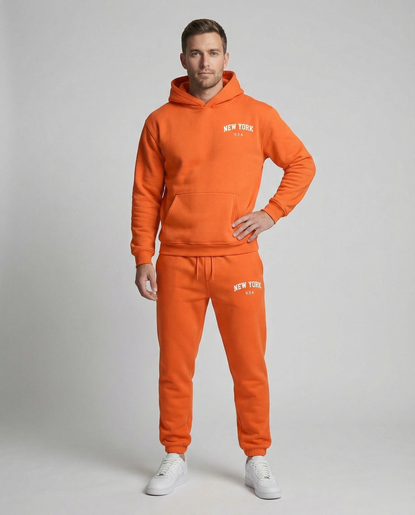 Tuta Jogging Uomo Felpa con Cappuccio Pantaloni Comodi