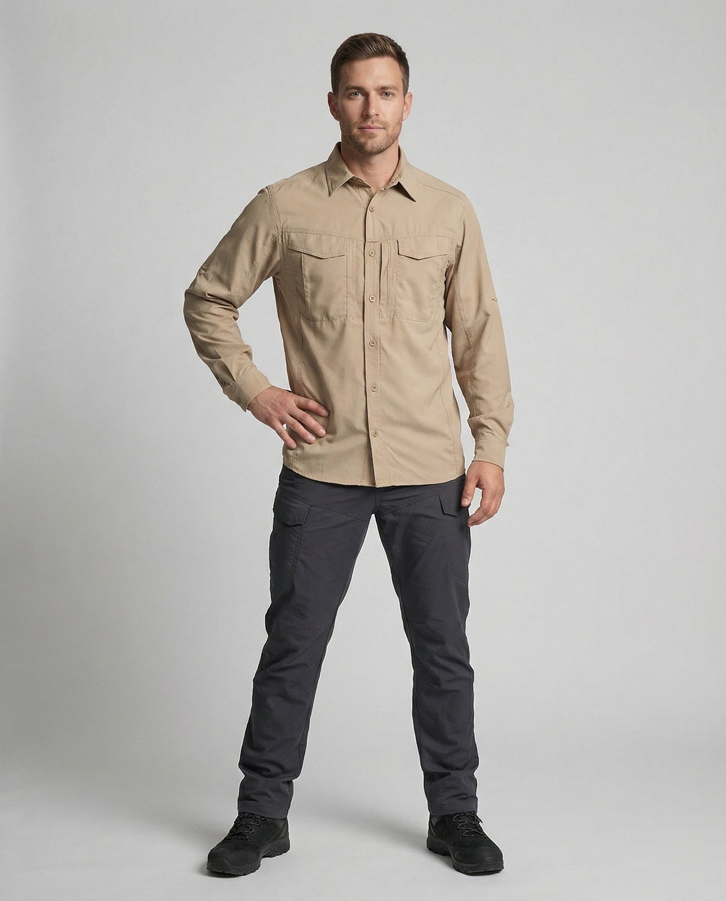 Camicia Uomo in Tessuto Tecnico Manica Lunga