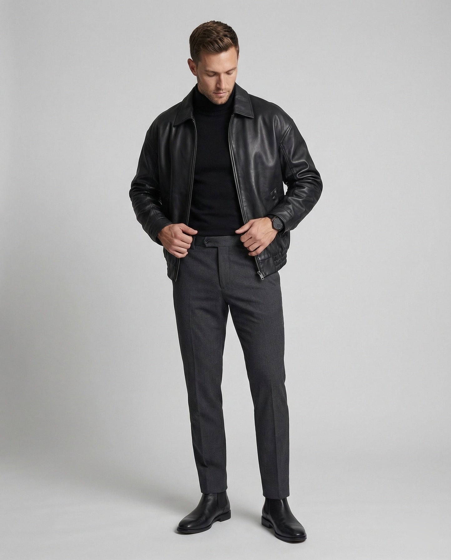 Giacca Uomo Effetto Pelle Stile Minimal