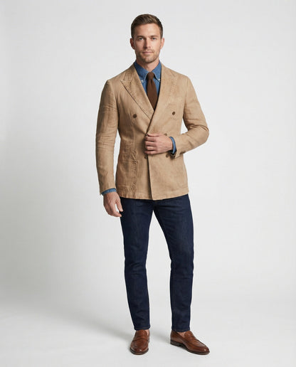 Blazer Uomo Lino Doppio Petto Classico