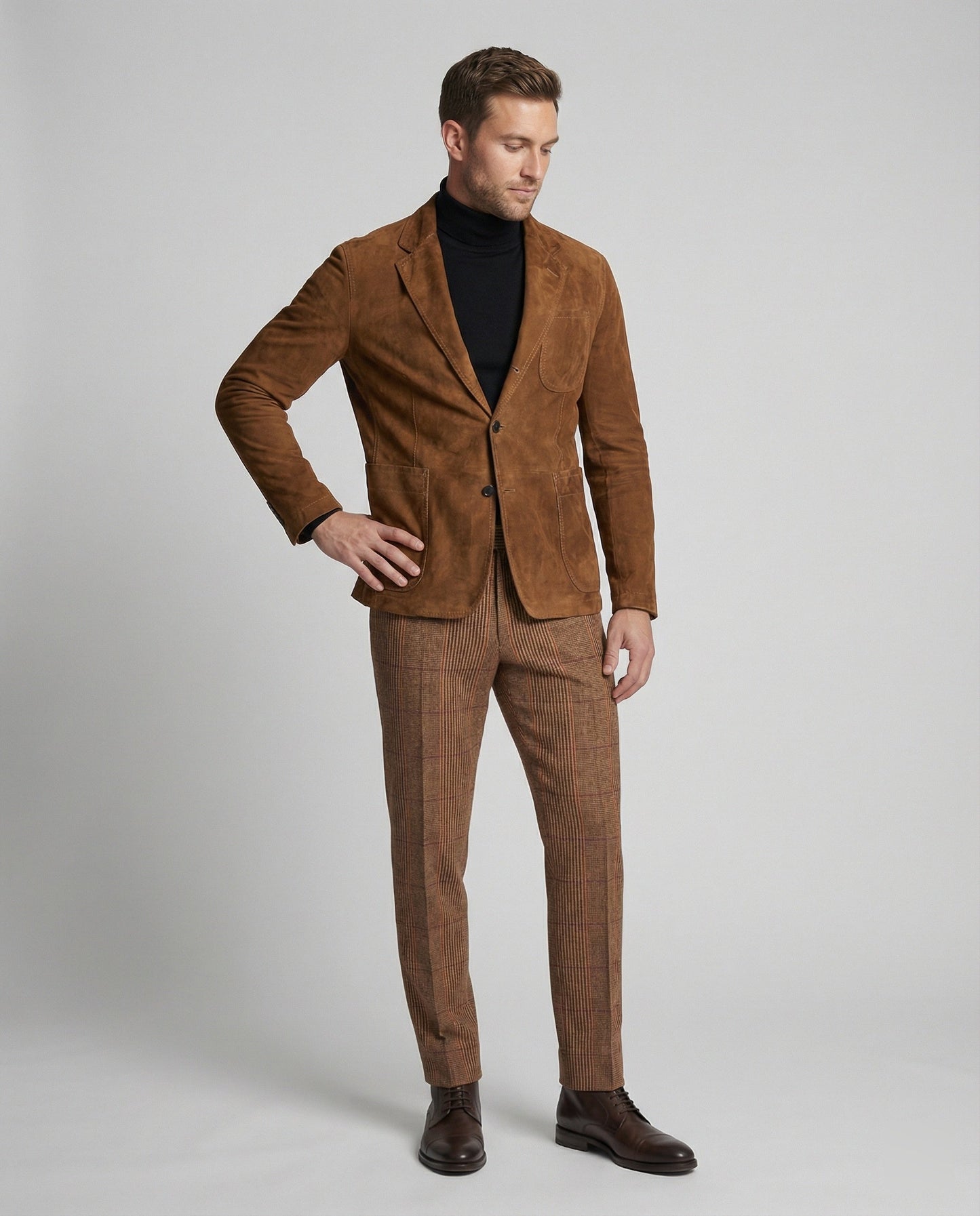 Blazer Uomo in Camoscio Vestibilità Classica