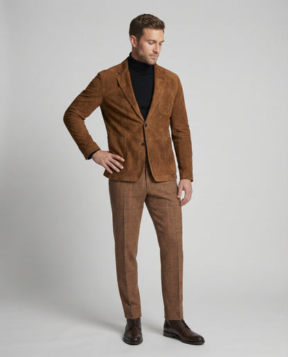 Blazer Uomo in Camoscio Vestibilità Classica