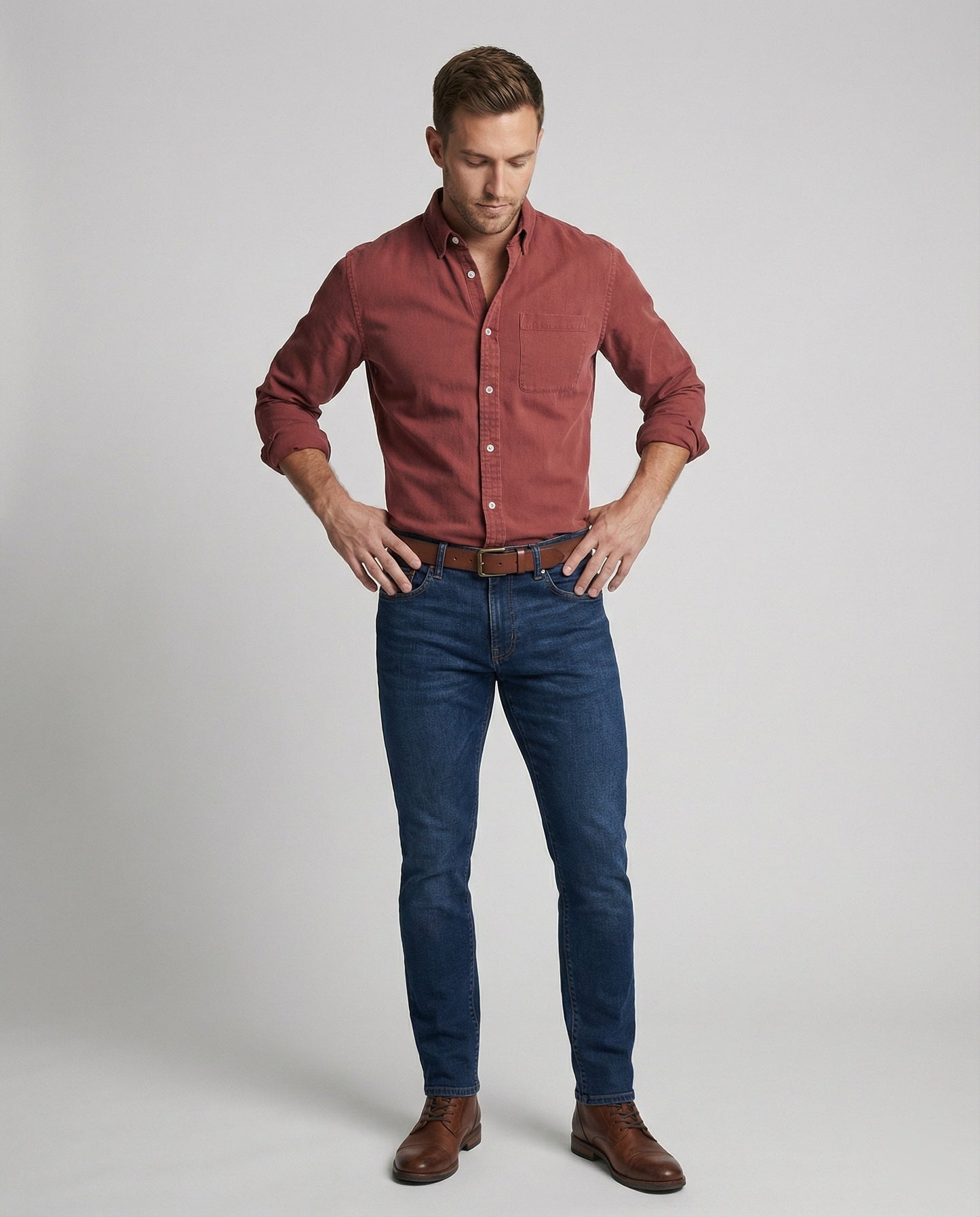 Camicia Uomo Manica Lunga Classica con Taschino
