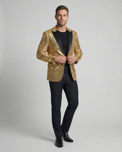 Blazer Uomo Paillettes Elegante Slim Fit